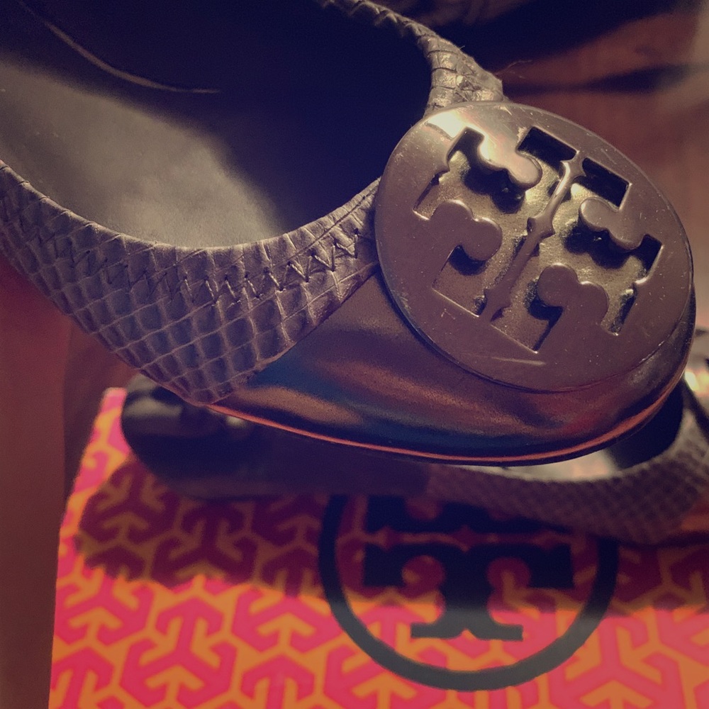 Tory Burch snakeskin and suede flats